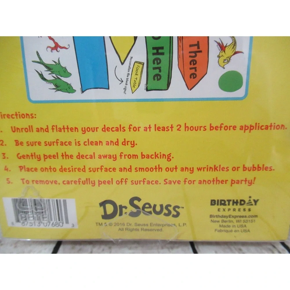 Dr Seuss removeable wall decorations decals Cat in Hat Horton Thing 1 2 Sam I am